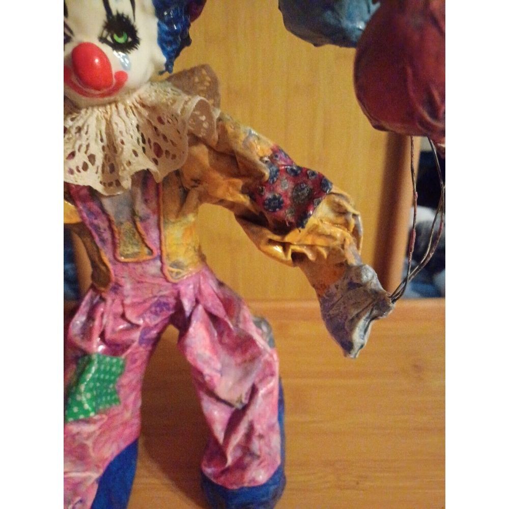 13" Vintage Large Hand Made Paper Mache Standing Clown - Picture 6 of 10